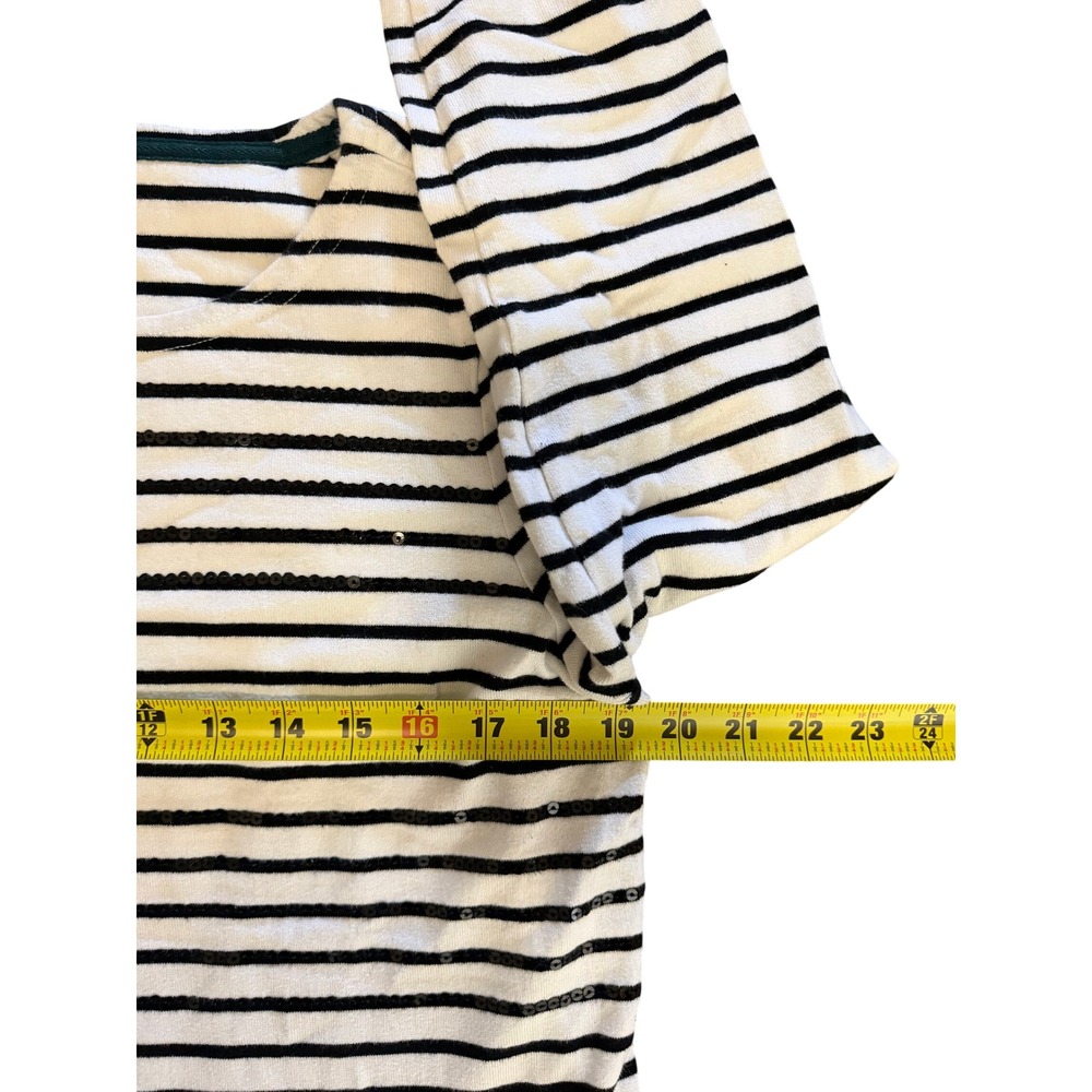 Joules Harbour Luxe Striped Sequin Top Breton Nautical Navy Cream US 12 UK 16 - Picture 6 of 8